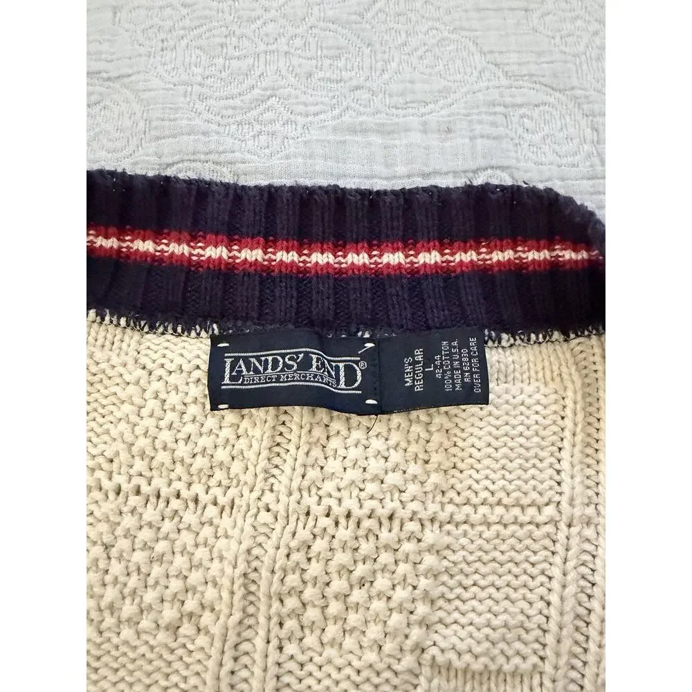 Lands End Sweater Vest Men Large Preppy Cricket Golf‎ Preppy Polo 90s USA VTG